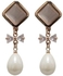 Fashion Gold Pearl & Diamante Long Earrings.