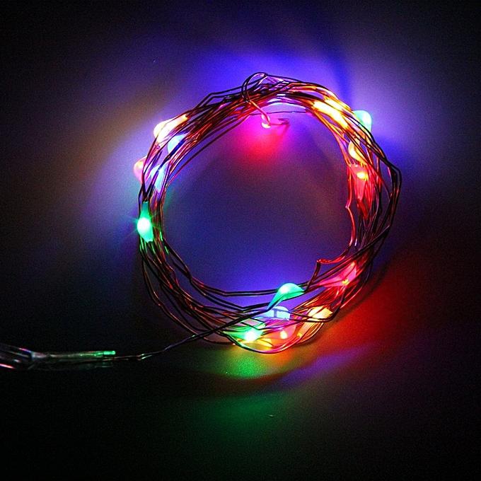 Generic 2m 20 LEDs Button Battery Operated LED Copper Wire String Fairy Lights For Christmas Party BBQ Wedding Holiday