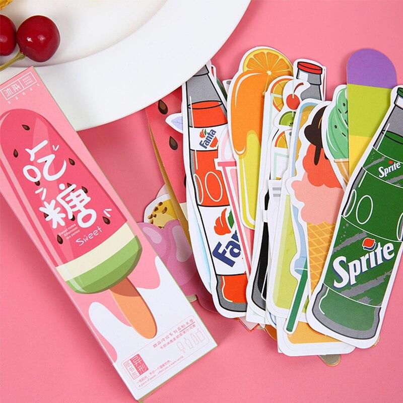 Bookmark cute Bookmark 30 pcs box Cute Sweet Candy Drinks Icecream Paper Bookmark Flower Floral Bookmark stationery