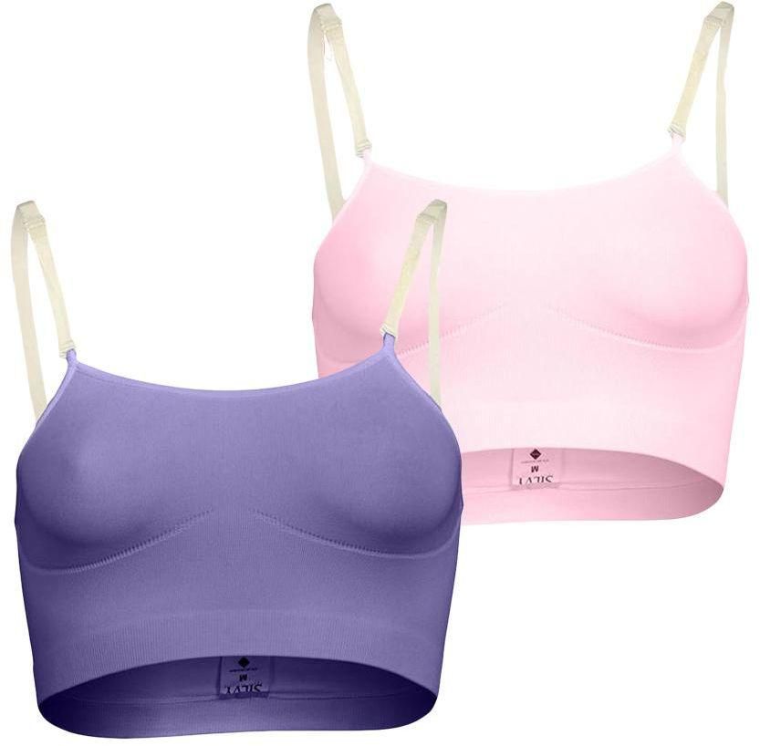 Silvy Set of 2 Transparent Strap Bras for Women - Multi Color, Large