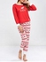 Christmas Deer Print Pajamas Sleepwear Sets - Red - M