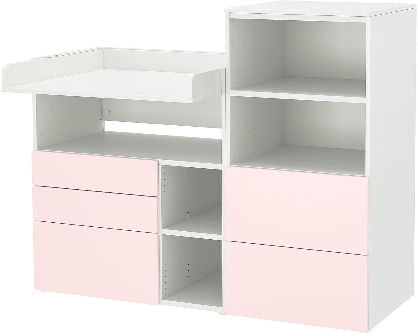 SMÅSTAD / PLATSA Changing table - white pale pink/with bookcase 150x79x123 cm