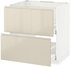 METOD / MAXIMERA Base cab f sink+2 fronts/2 drawers - white/Voxtorp high-gloss light beige 80x60 cm