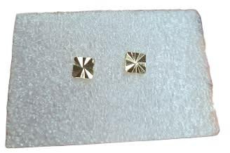 Minimalist Engraved Square Stud Earrings - Gold
