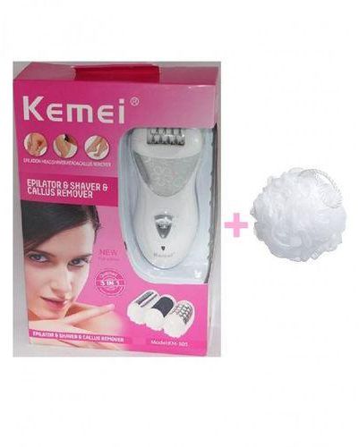 Kemei 3 In 1 Epilator & Shaver & Callus Remover+Free Gift Shower Bath Sponge