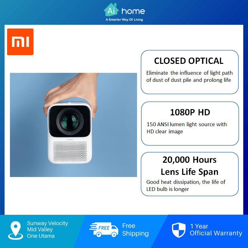 Xiaomi Wanbo T2 Free Projector (White) with 1 Year Malaysia Warranty
