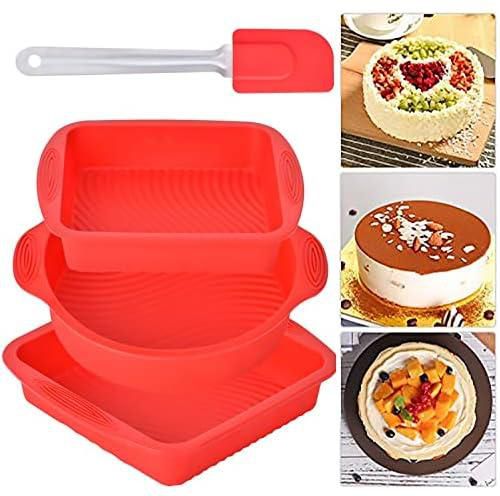 Bread Baking Mould and Loaf Tin, Set of 3 Non-Stick Silicone Baking Moulds Set Including Cake Mould Bread/Toast Mould Silicone Spatula for Homemade Cakes, Breads, Meatloaf and Quiche