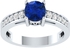 1.26 Ct Blue Sapphire & Cubic Zirconia 14K White Gold Fn .925 Sterling Engagement Wedding Ring