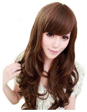 Front Lace Long Curly Hair Wig Brown