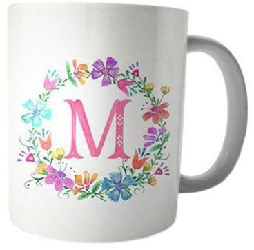 Printed Ceramic Coffee Mug White/Pink/Blue Standard