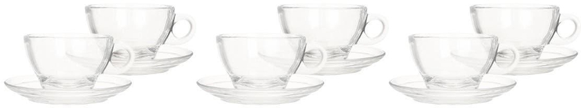Get Ocean Glass Coffee Cup Set with Saucer, 12 Pieces - Clear with best offers | Raneen.com