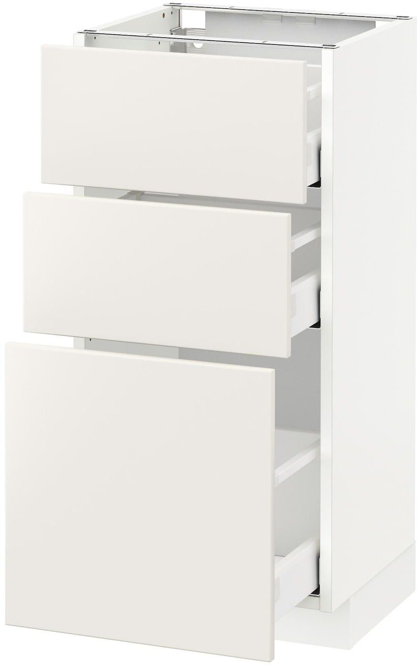METOD / MAXIMERA وحدة تخزين ارضية  مع 3 أدراج - أبيض/Veddinge أبيض ‎40x37 سم‏