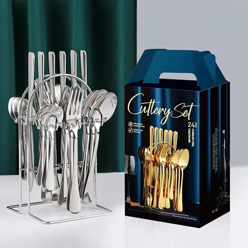 Heavy gauge stainless steel kitchen cutrly set.6pcs table spoons,6pcs forks,6pcs tea spoons and 6pcs butter knifes