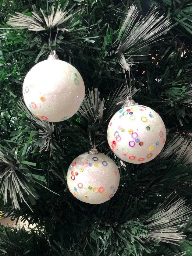 Christmas Balls Tree Ornaments - White - 3 Pcs