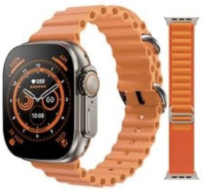 (2 استيك)X9 Ultra Smart Watch ميلي شاشه اموليد 49 - الشحن اللاسلكي - NFC (برتقالي)
