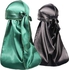 Fashion 2 Pcs of Stretchy Black + Green Silk Durag/wave Drag - QUALITY GUARANTEED