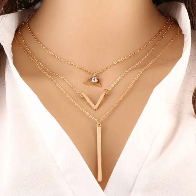 Fashion Ladies Pendant Multilayer Necklace Tassel Charm Valentine's Day Gift Gold