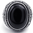 Black stone delicate pattern stainless steel ring size 8