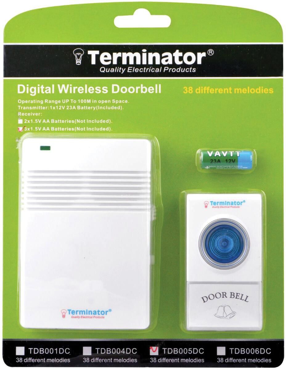 Terminator Digital Wireless Doorbell Volume Regulated