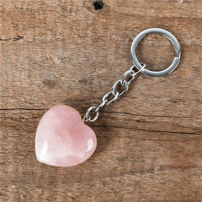 Sherif Gemstones Rose Quartz Key-ring Chakra Point Crystal Healing & Key-chain, Heart Divination