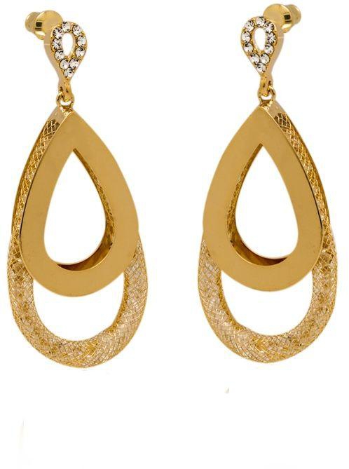 (ND20) Gold Plated Drop Oval Earrings