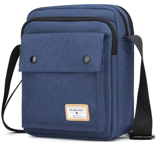 Golden Wolf GK0076 9.7-inch Men Casual Shoulder Bags Waterproof Crossbags, Blue