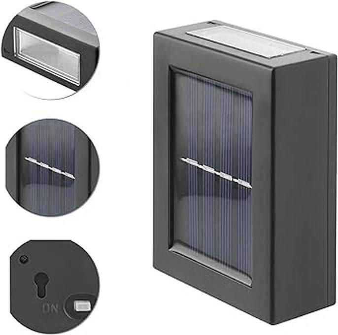 LED Solar Wall Light Up And Down Solar Lights Outdoor LED Wall Lights, Outdoor Solar Wall Lights, Solar Security Lights, IP65 Waterproof, For Garden Patio Garage Pathway Driveway