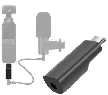 محول صوت ميكروفون للكاميرا من Type-C إلى 3.5 مم للميكروفون الخارجي أسود