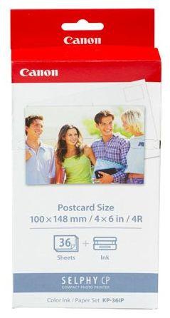 For SELPHY CP - Canon KP-36IP Color Ink Paper Set Postcard Size 100x148mm For Canon SELPHY CP