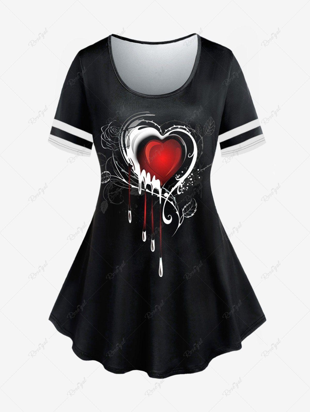 Plus Size Valentines Heart Printed Short Sleeves Tee - M | Us 10