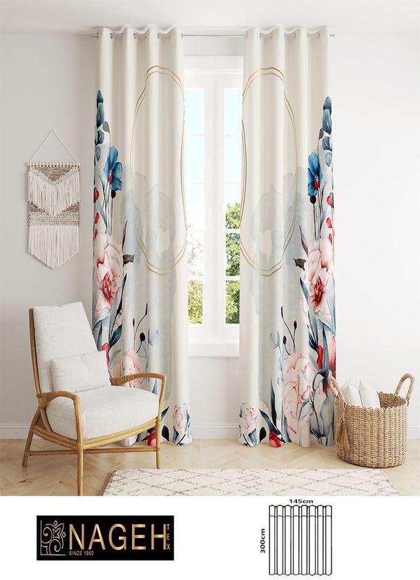 Nageh Tex Printed Velvet Curtains _The Secret Garden Design (2panels) Plus Free 2 Cushion Covers