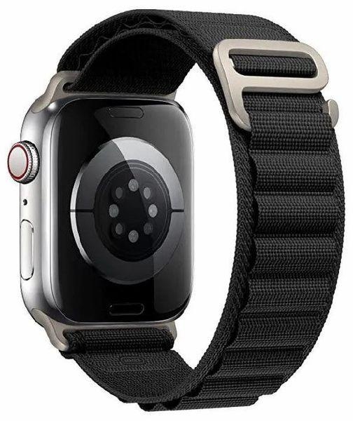 For Apple Watch Series 8 (45mm) & Apple Watch Ultra (49mm) Nylon Sport Replacement Strap Bands With Adjustable Closure - Black