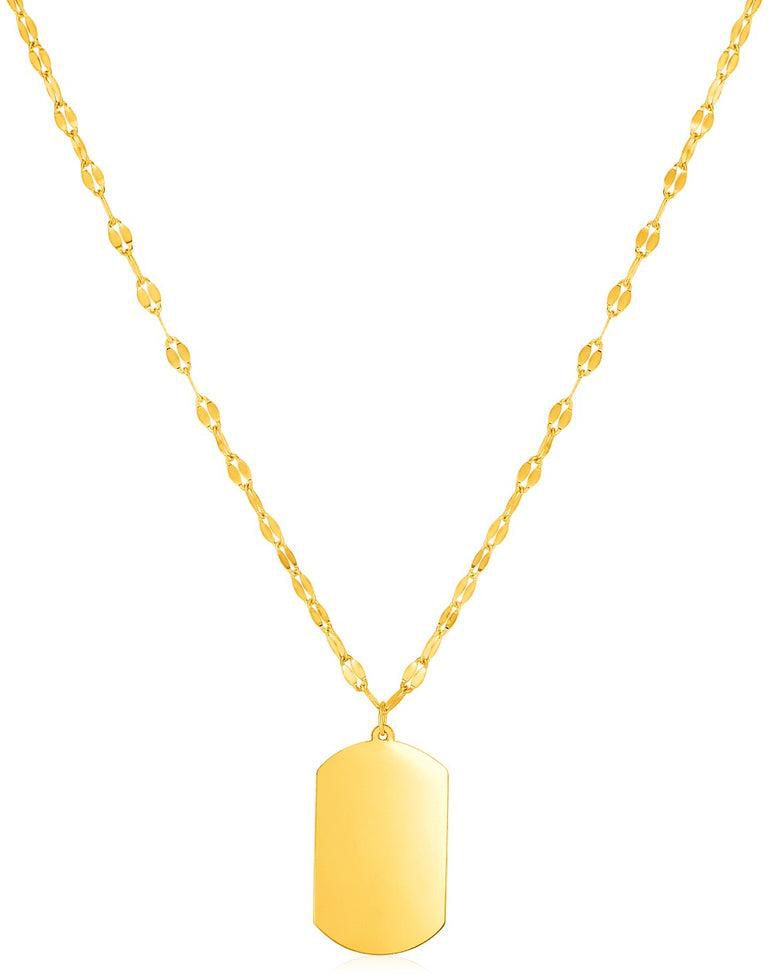 14K Yellow Gold Dog Tag Necklacerx97997-18-rx97997-18