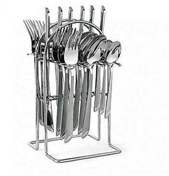 24 Pcs Stainless Steel Cutlery Set Cutlery + Rack .