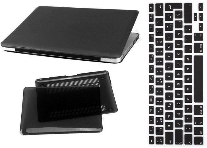 Matte Crystal Hard Shell Case with Keyboard Cover skin for Macbook Pro 13 inches EU layout - BLACK
