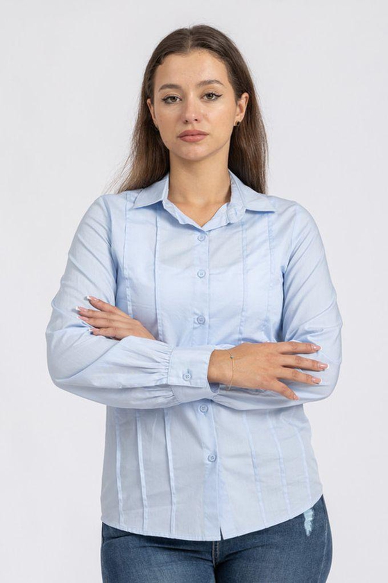 Esla Formal Cotton Plain Shirt - Baby Blue.