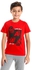 PIAZA ITALIA Boys " Life Is A Game " Printing T-shirt- Red