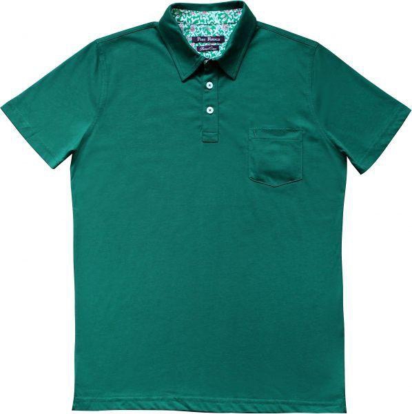 PORT ROYALE Green Mixed Shirt Neck Polo For Men