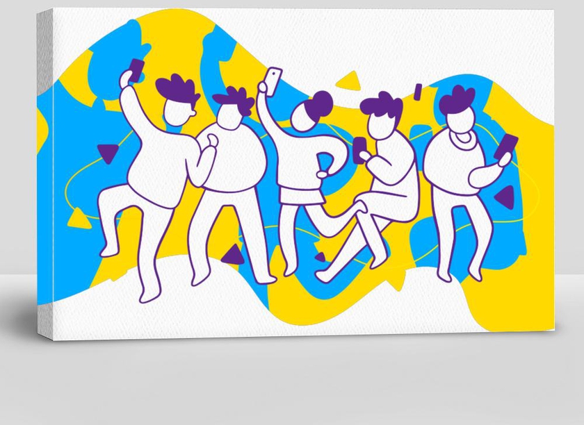 Group of Dancing People With Mobile Phones