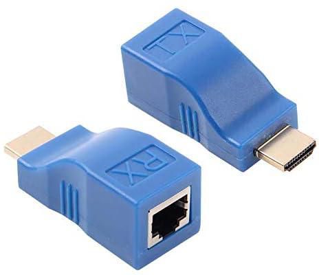 Greatstar HDMI Extender,GEATSTAR 30M HDMI to RJ45 Network Cable Extender Converter Adapter, Splitter, Repeater by Cat 5e Cat 6 1080P for HDTV HDPC PS4 STB 4K 2K (Blue)