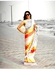 Multi Color stripes with beautiful lace and polka dot ruffle all over the saree plus unstitched blouse