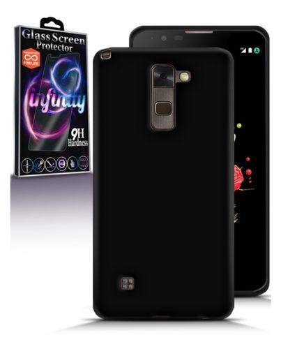 Infinity TPU Silicone Case for LG Stylus 2 - Black + Infinity Glass Screen Protector