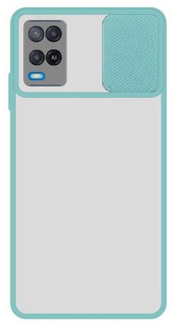 StraTG StraTG Clear and Turquoise Case with Sliding Camera Protector for Realme 8 / 8 Pro - Stylish and Protective Smartphone Case