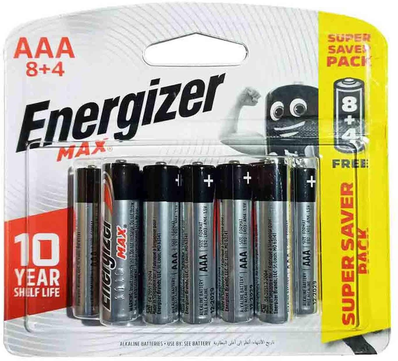 Energizer AAA Max Alkaline Batteries - 12 Batteries