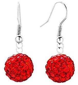 Metallic Ball Studded with Red Crystal Earrings