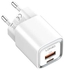 A2318C High Quality EU Plug Fast Charger Dual Port (Type-C & USB) 20W PD+QC With Lightning USB Charging Cable - White