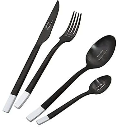 4 Pcs Cutlery Set Flatware Stainless Steel Matte Black Dinnerware Dining Fork 