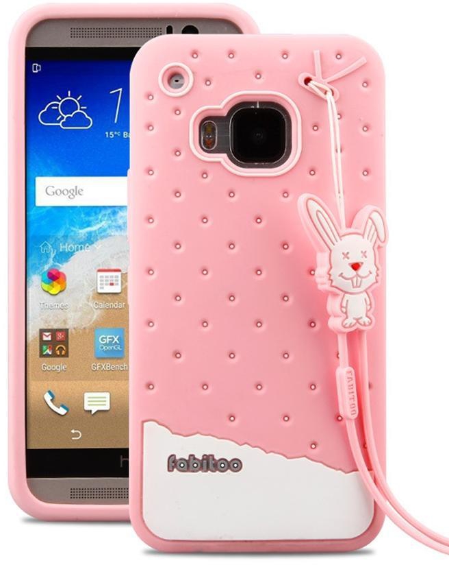 Fabitoo 3D Cute Cartoon Silicone Back Cover for HTC One M9 - Pink