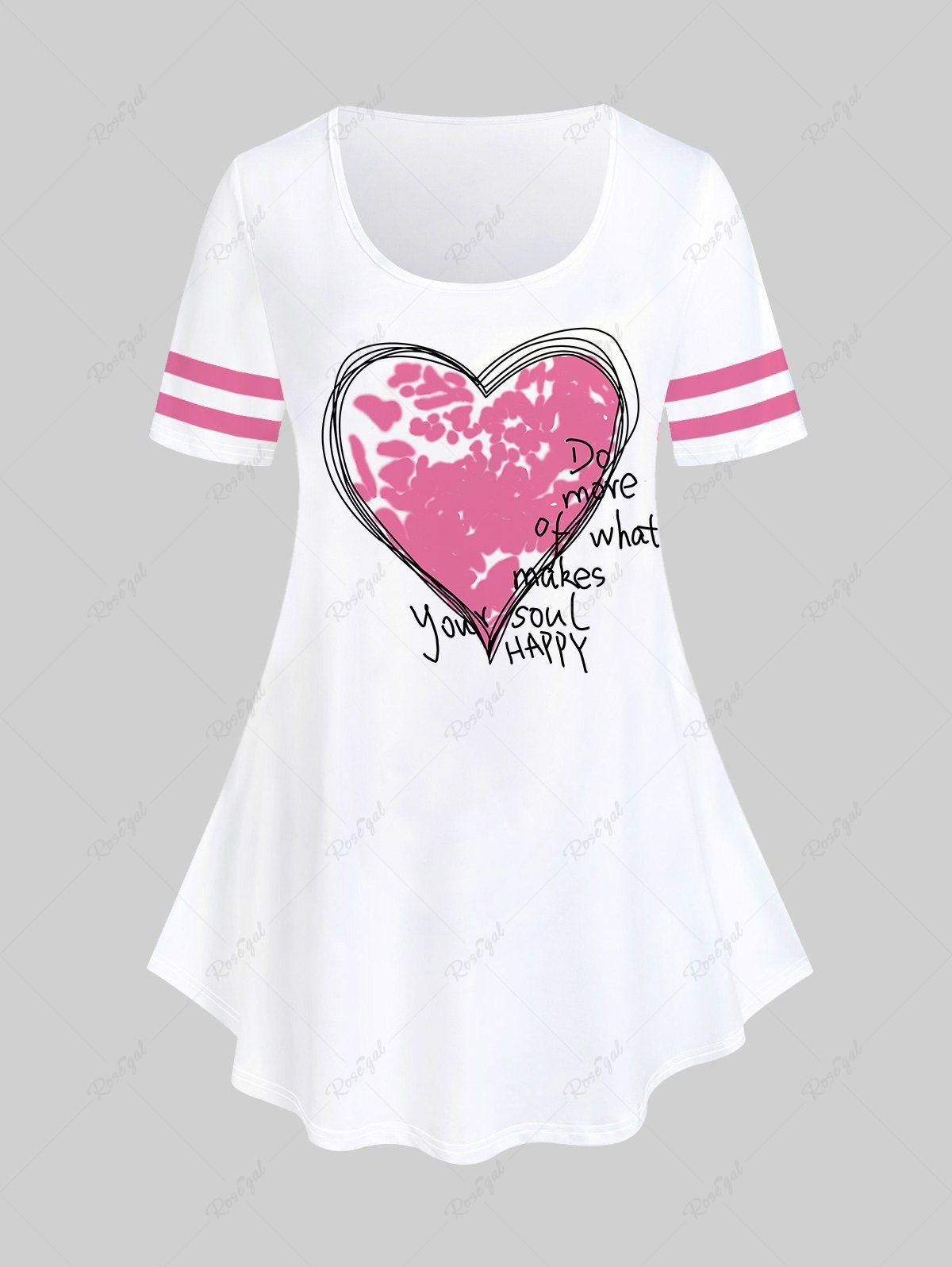 Plus Size Short Sleeves Heart Letters Printed Valentines Graphic Tee - 5x | Us 30-32