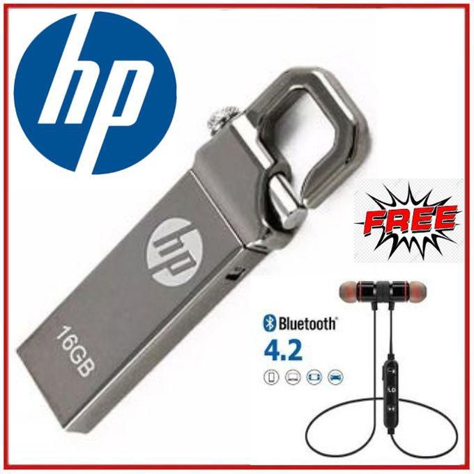 HP V250W 16GB Flash Disk With Clip + Bluetooth Earphone
